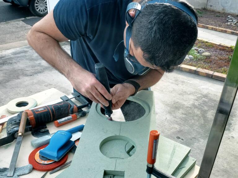 Fabrication des enceintes LEMG Studio : Travail à la main, au détail