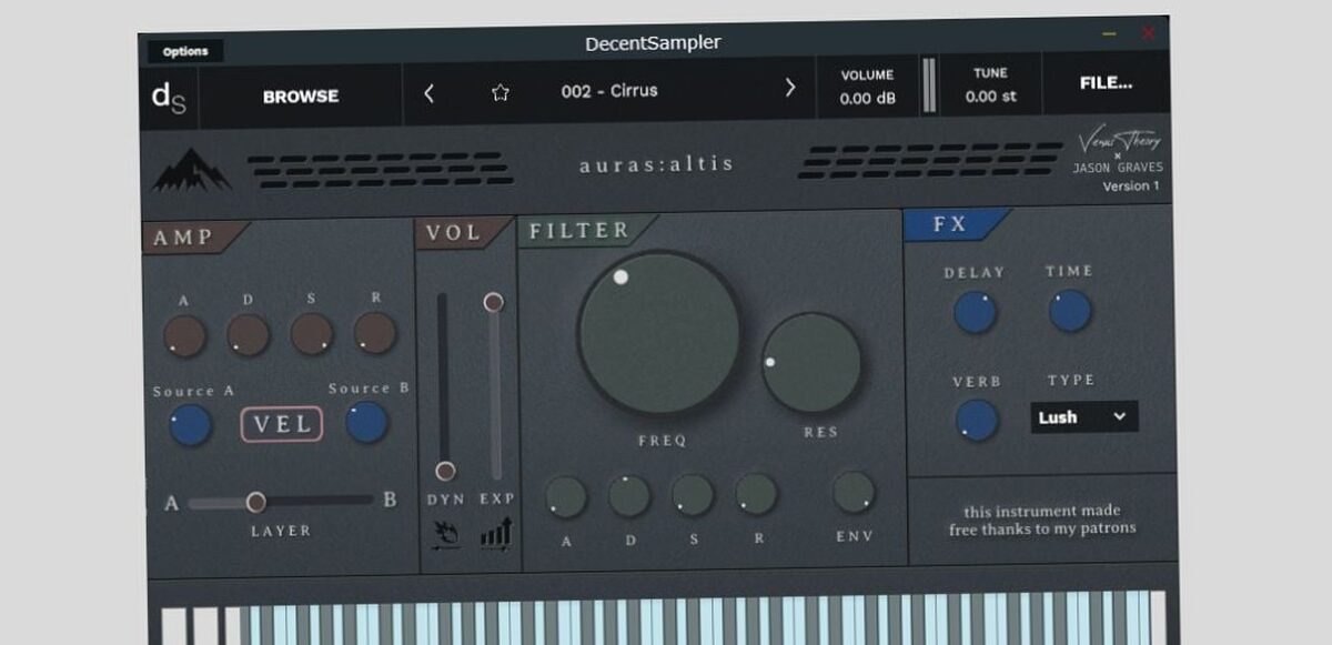 synthétiseur - Venus Theory lance Auras:altis, une bibliothèque de synthétiseur cinématique gratuite pour Decent Sampler