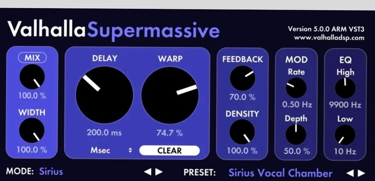 Supermassive - Valhalla DSP met à jour Supermassive 5.0.0 avec le nouveau mode Sirius