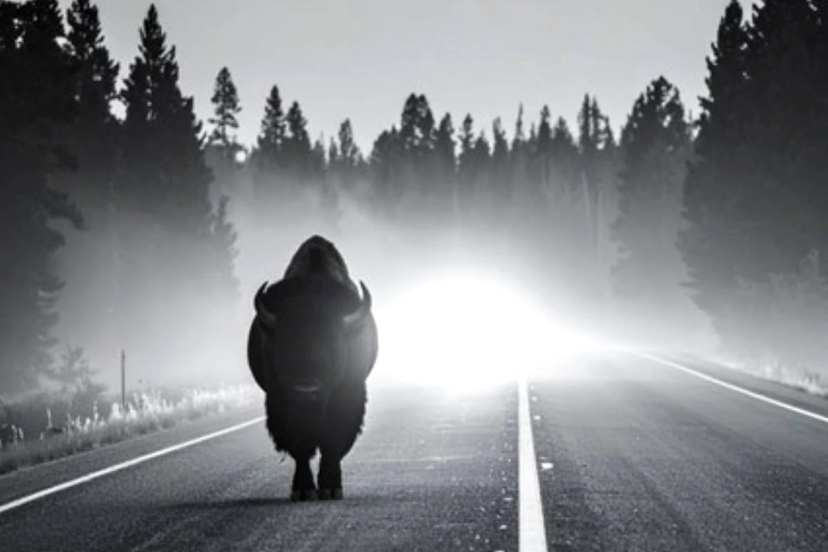 Portrait de Franck Marchal avec un casque audio, devant une pochette d’album et des vinyles sur une table